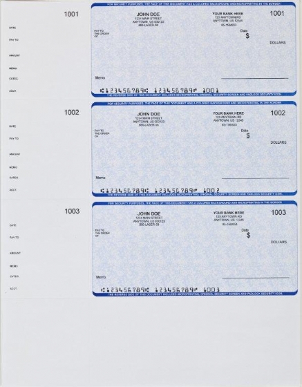 Personal Checks - 3 on Page Wallet Size  Checks