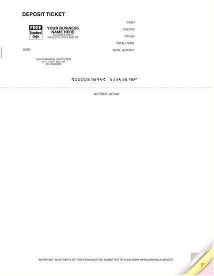 Printable Peachtree Compatible Deposit Slips