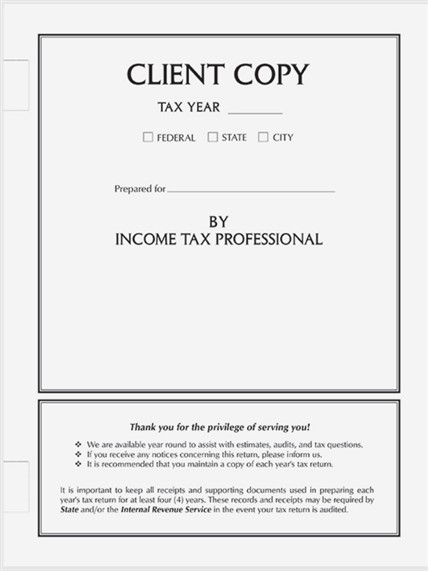 Client Copy Side Staple Tax Return Folder