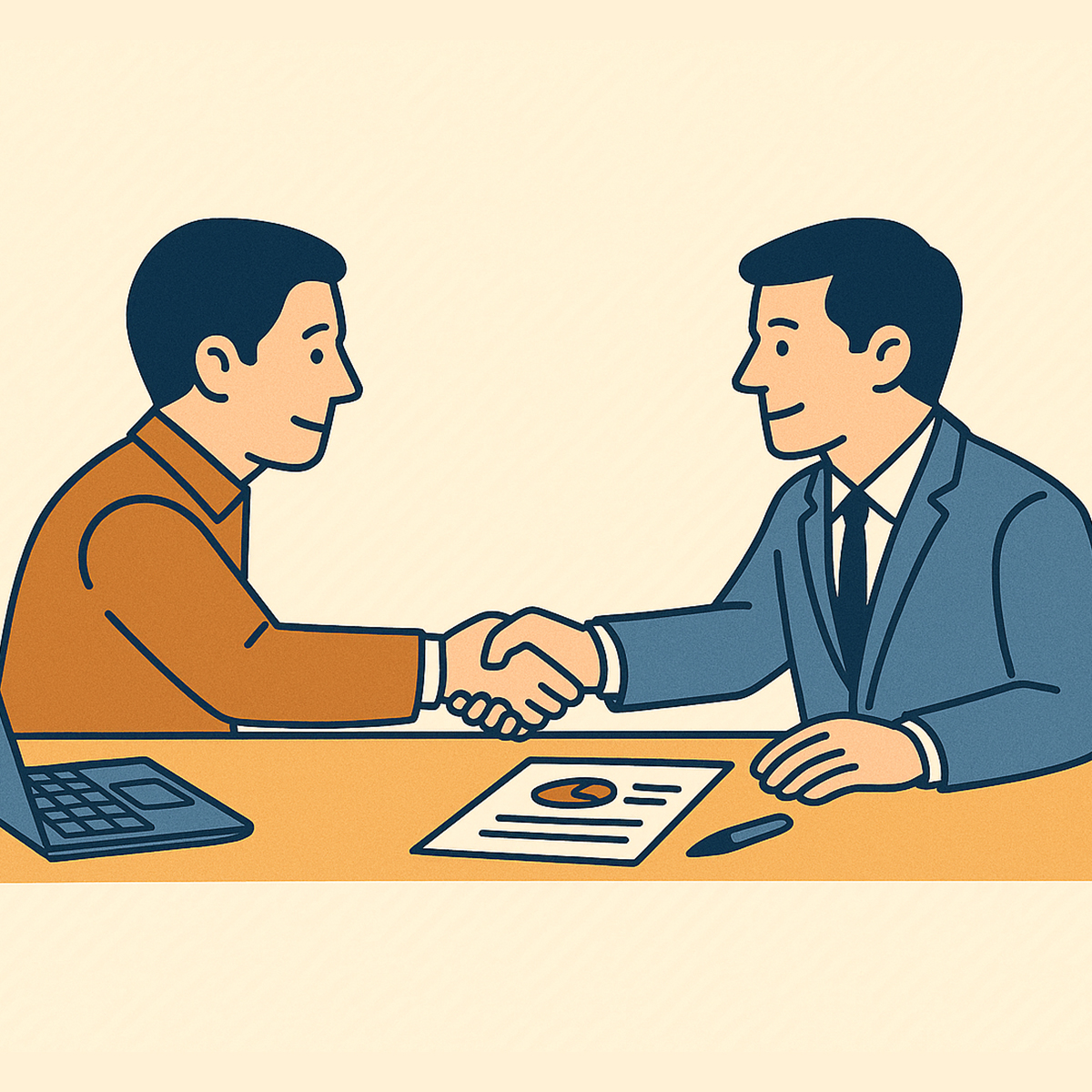Accountant and business owner shaking hands
