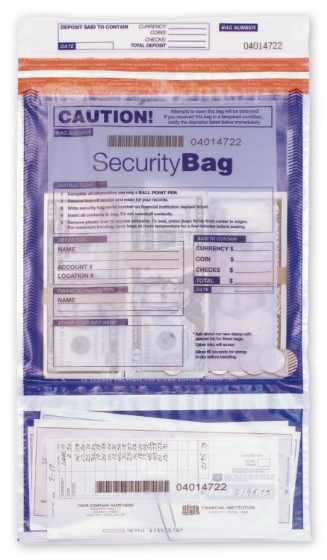 Dual Pocket Clear Security Deposit Bag with Unique Serial Numbers