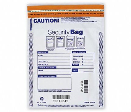 Opaque Security Deposit Bag With Unique Serial Numbers 53848